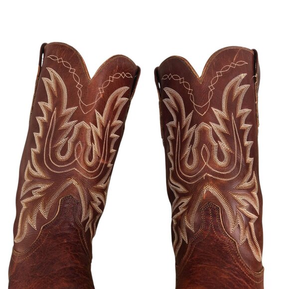 Lucchese 2000 Cowboy Boots Brown Leather Mens 9.5 D Western Wear Rodeo Country - Picture 16 of 16